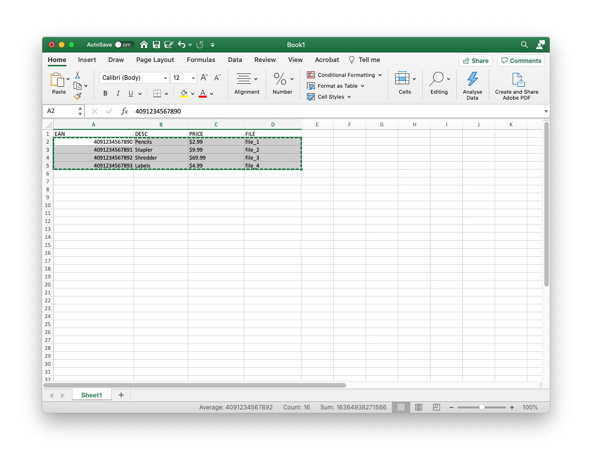 Bulk Barcode Generator Excel Product Data
