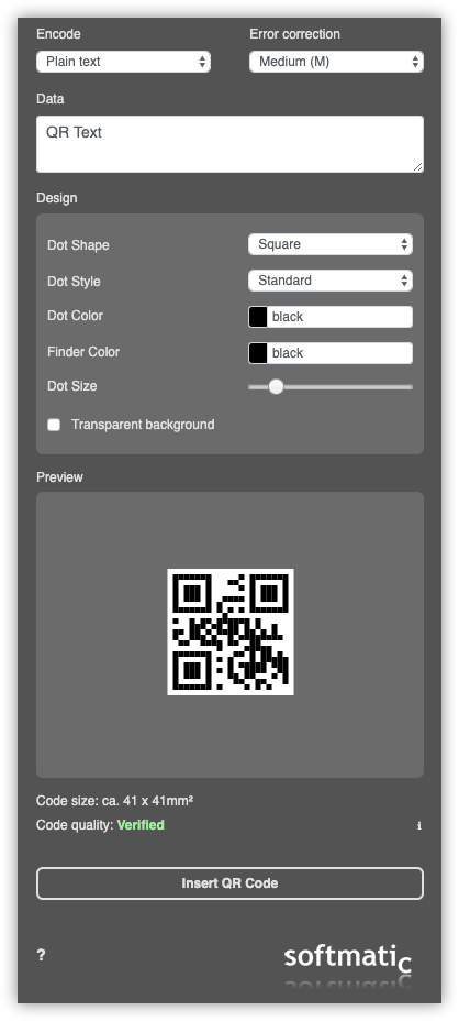 QR Code with text in InDesign document